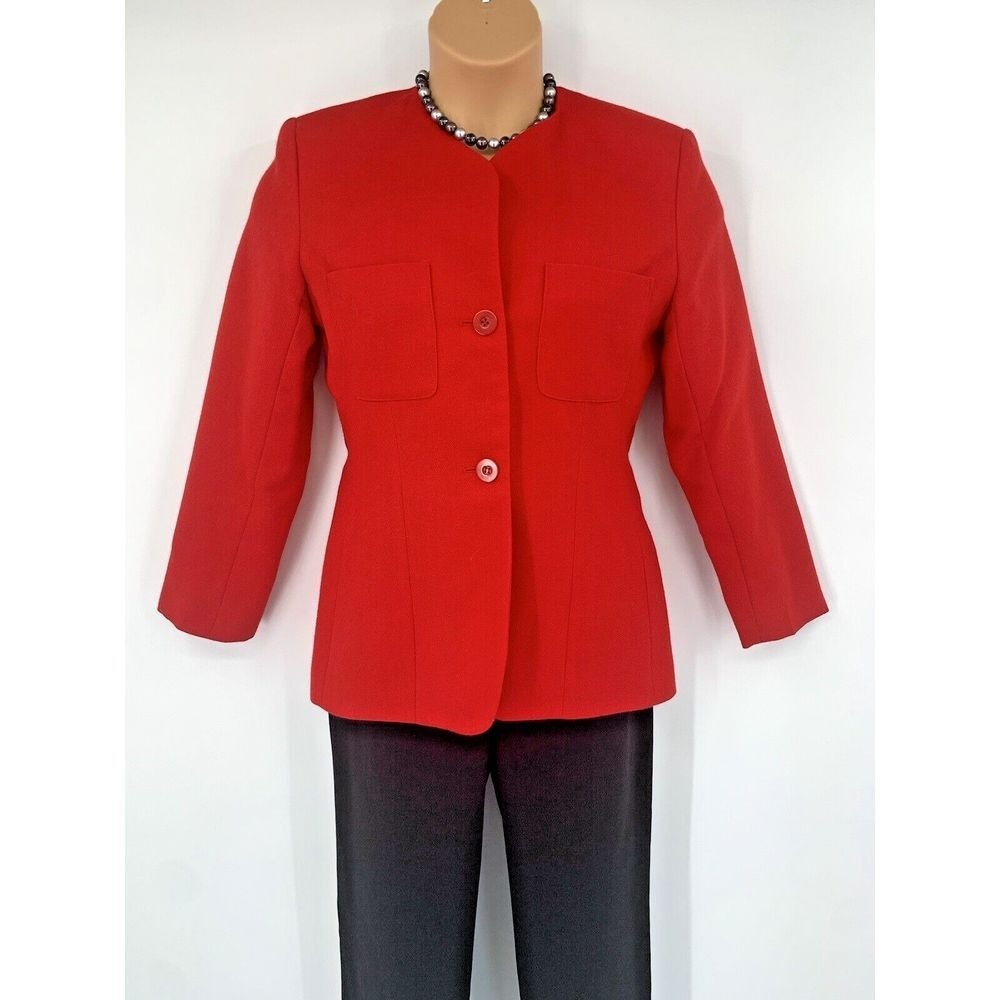 Jennifer Moore Wool Fitted Red Fully‎ Lined Women's Blazer Size 8 Petite
